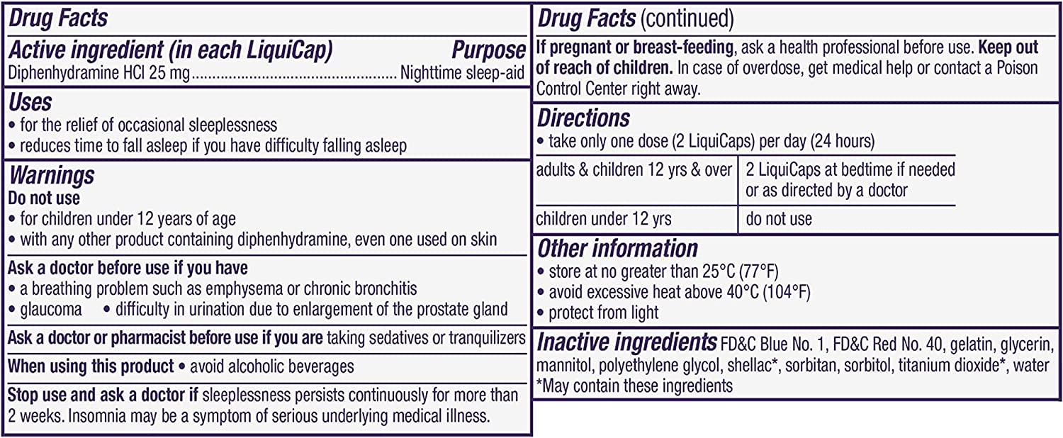 ZzzQuil Nighttime Sleep Aid LiquiCaps 25mg Non Habit Forming 72