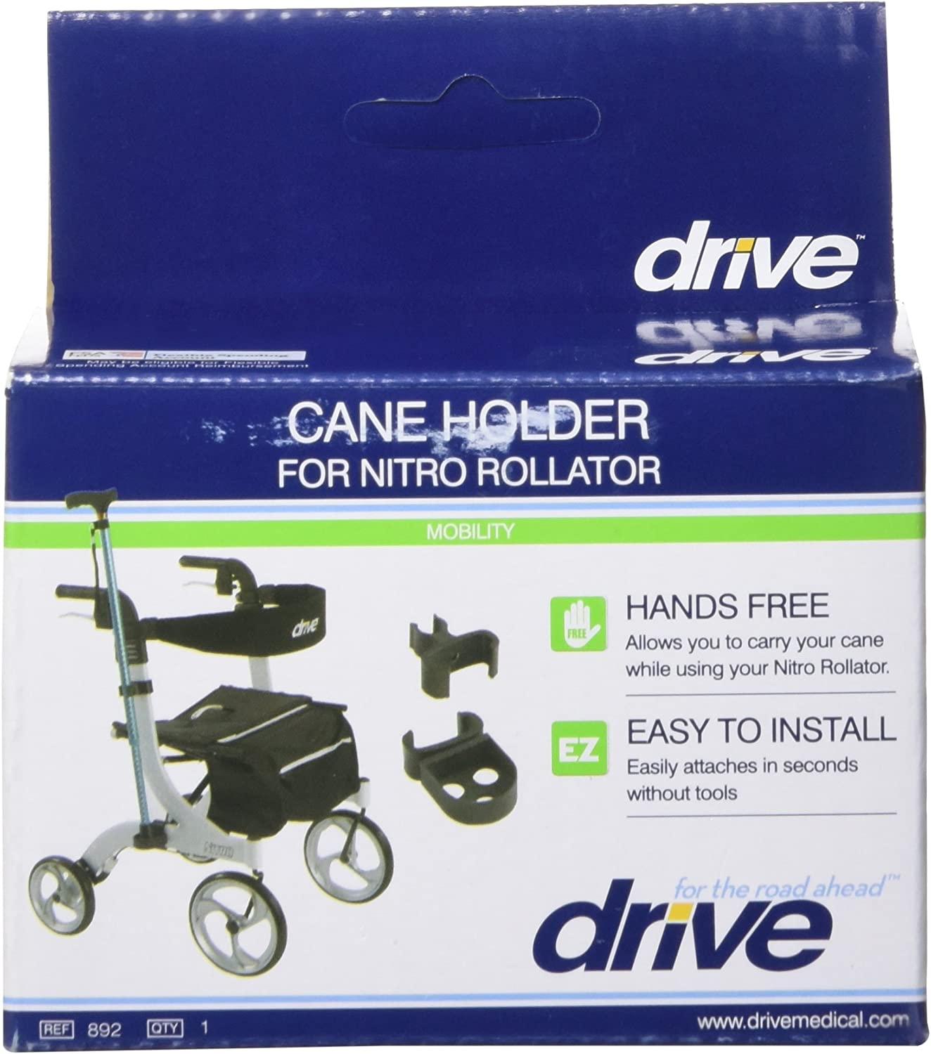 Drive Medical 892 Nitro Cane Holder for Nitro Rollators, Black