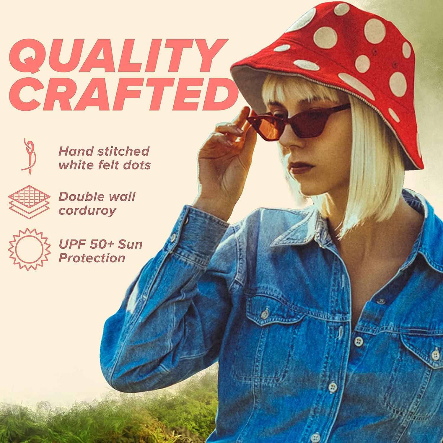 Shrumiez Reversible Mushroom Bucket Hat for Women Men Cosplay