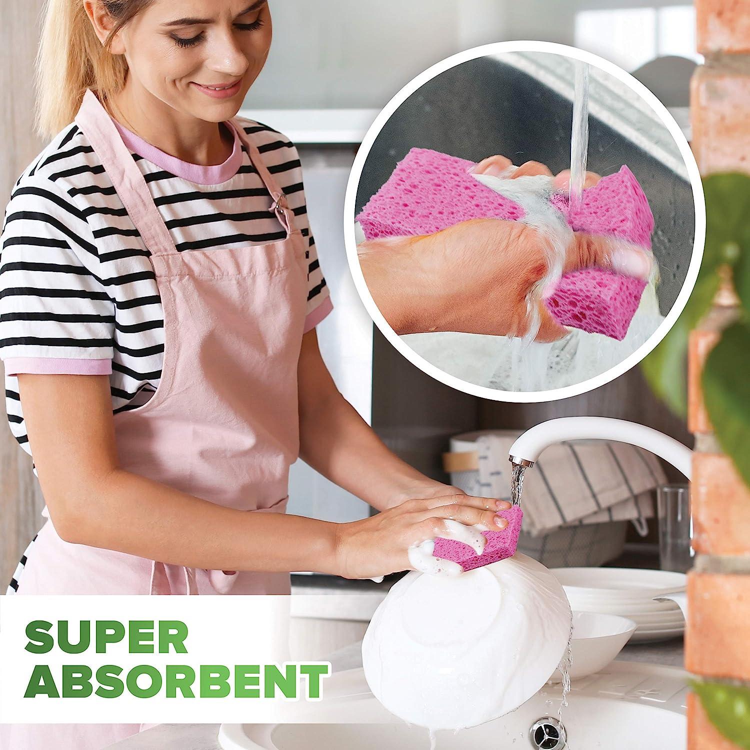 SCRUBIT Cellulose Scrub Sponge Kitchen Cleaning Sponges for Dishes