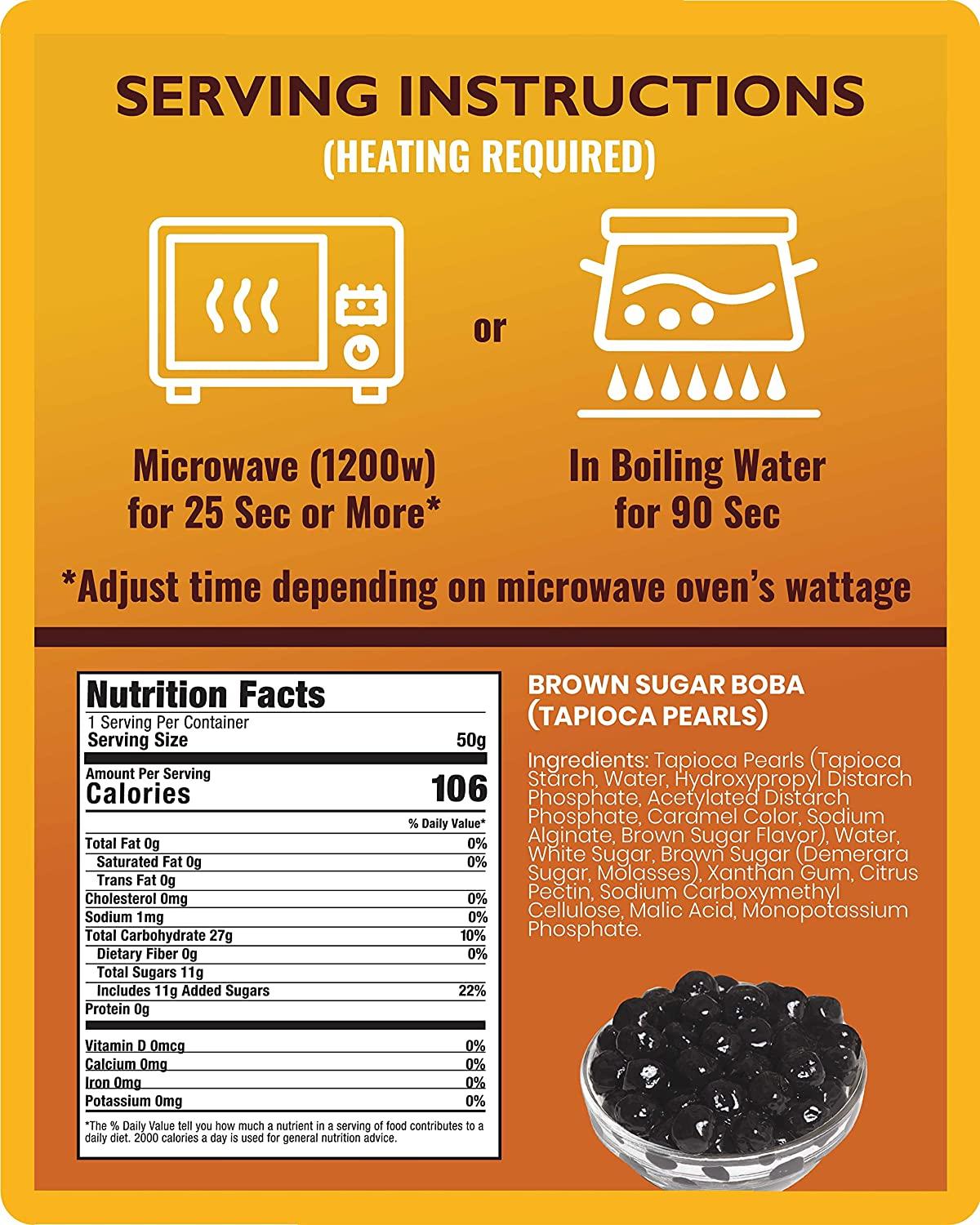 BOBA FIDE Instant Brown Sugar Boba Tapioca Pearls 12 Packets for