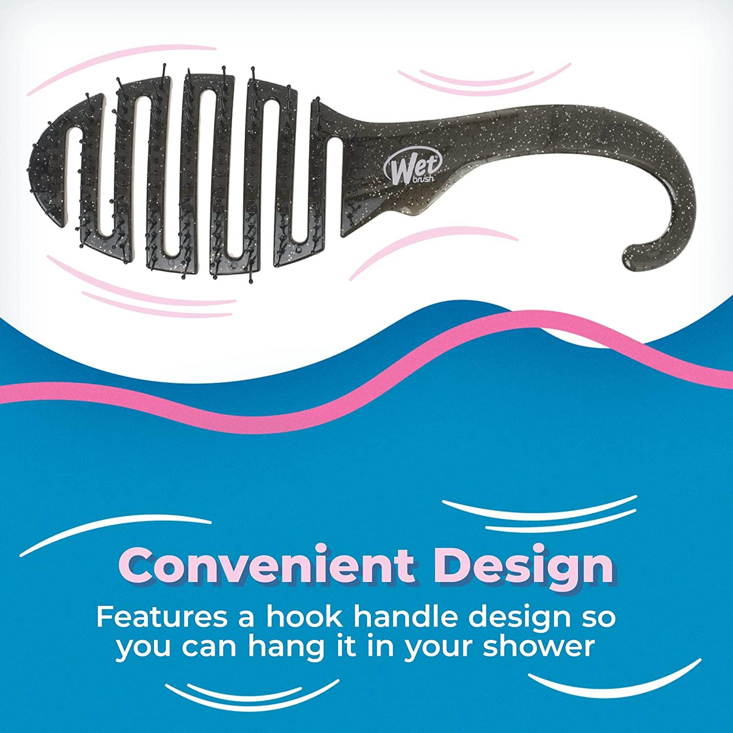 Wet Brush Shower Detangler Black Glitter with IntelliFlex Bristles