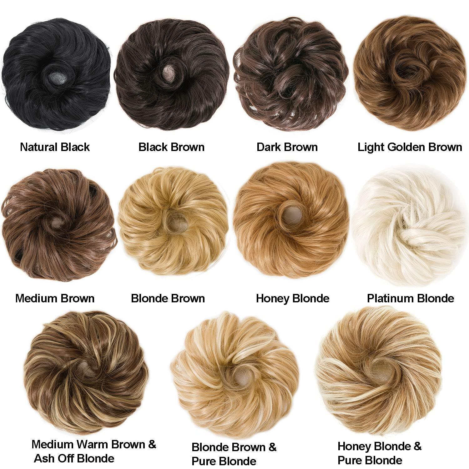 Black Messy Bun Hair Pieces for Women 2PCS Messy Bun Scrunchie Hair Bun ...
