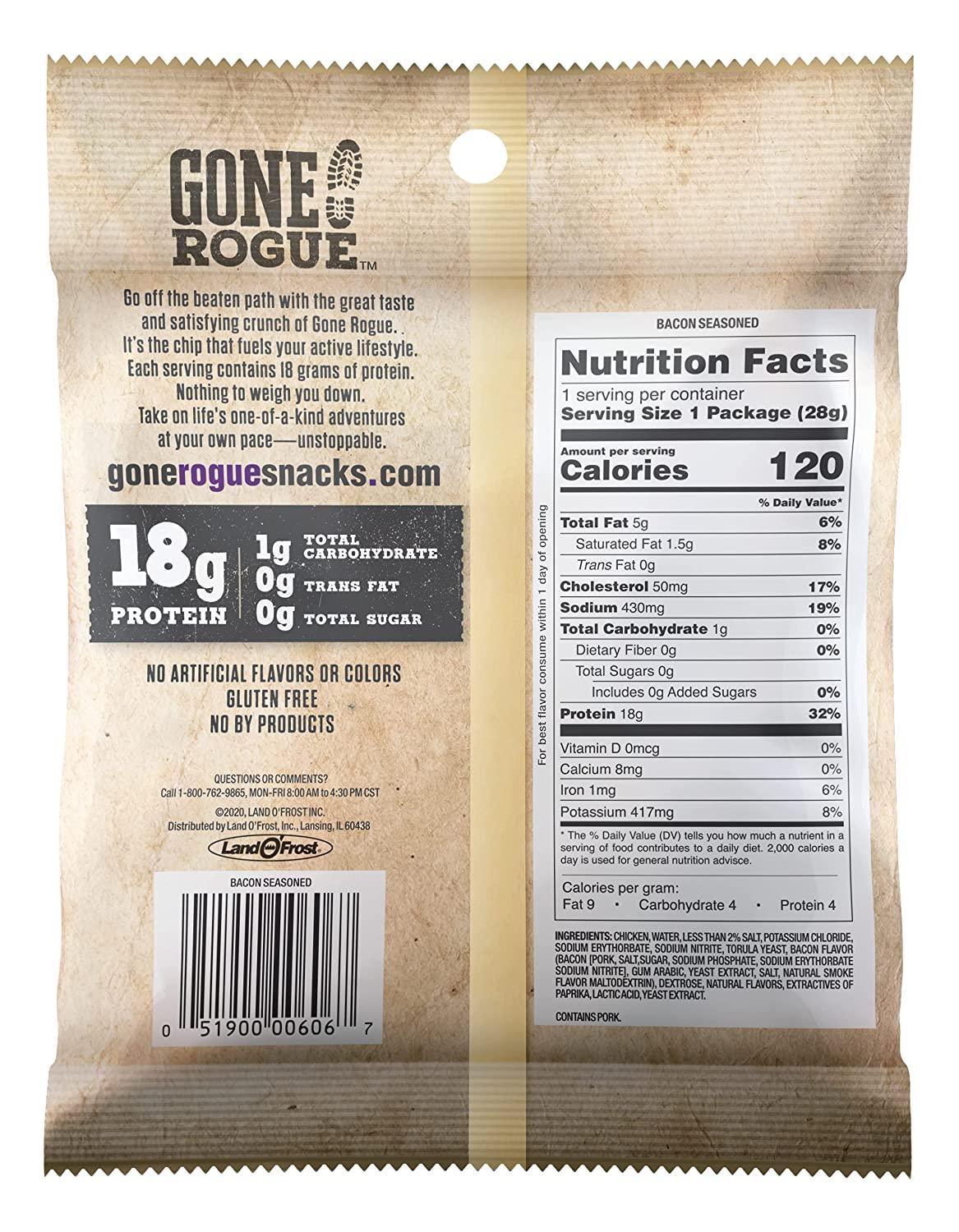 Gone Rogue High Protein Chicken Bacon Chips, Low Carb, Gluten Free