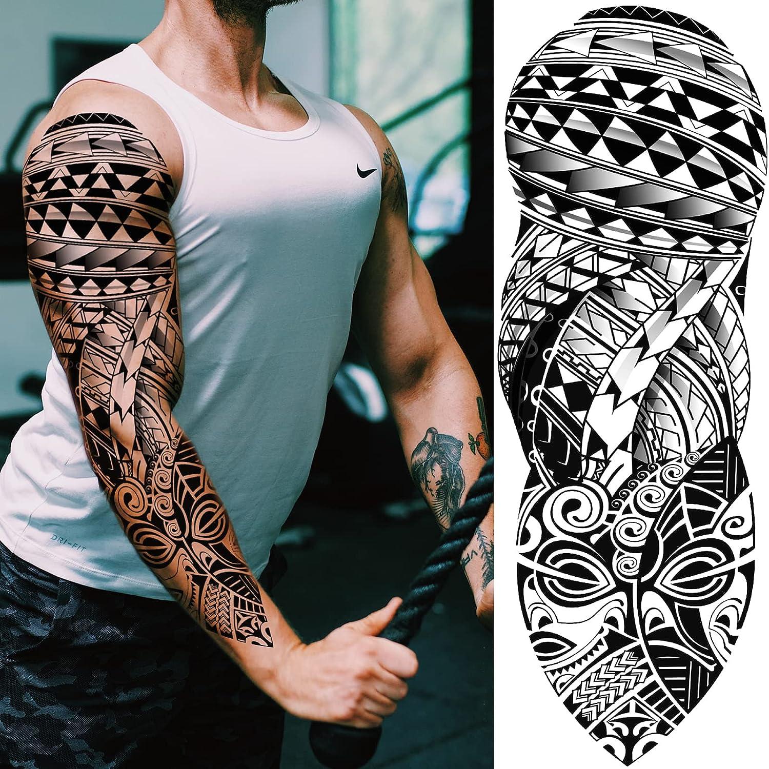 Cheap DIY Tribal Totem Full Arm Temporary Tattoo Sleeve For Men