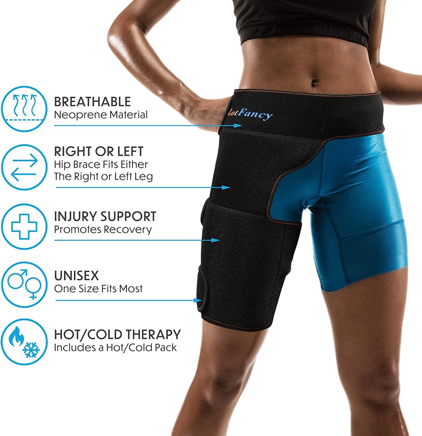 LotFancy Hip Brace with Hot Cold Pack, Gel Ice Pack Groin Wrap