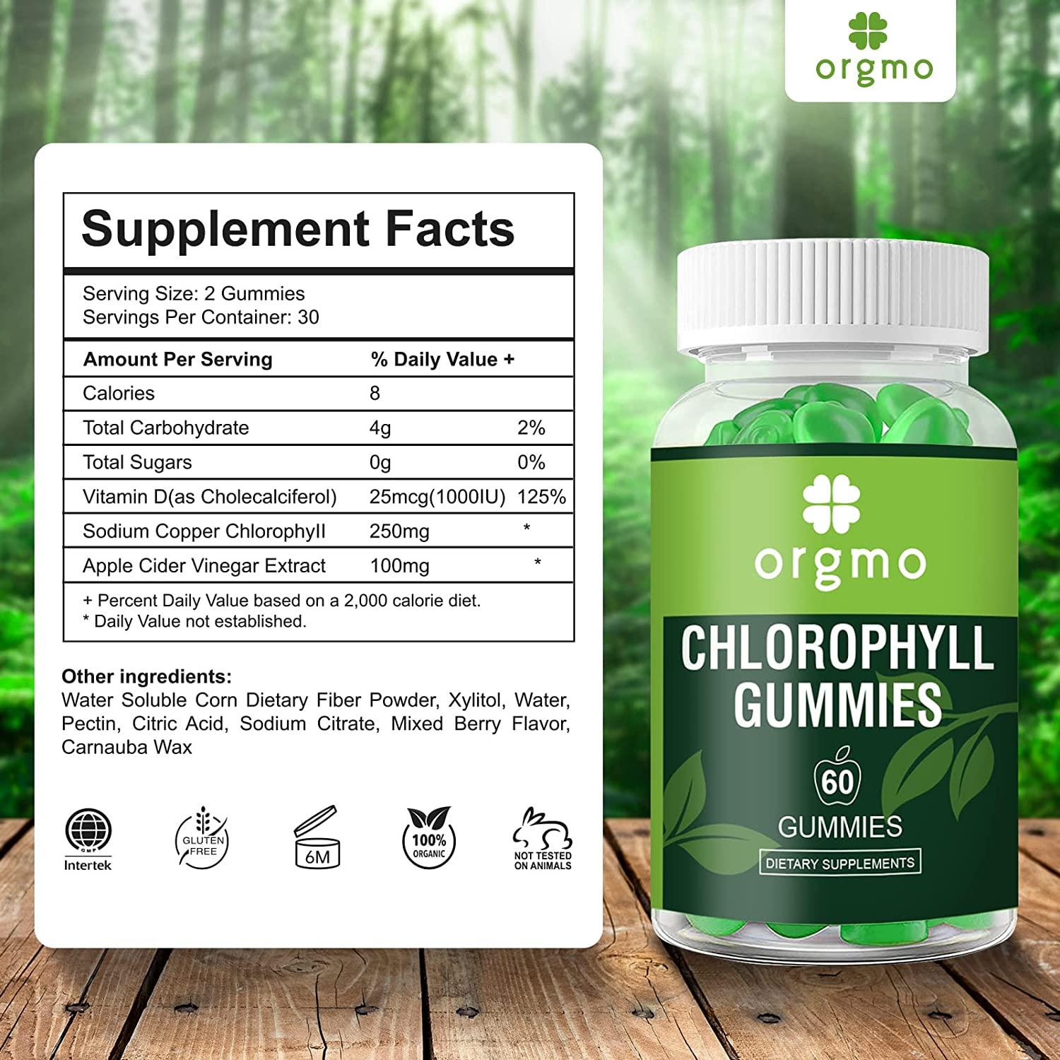 Chlorophyll Gummies Sugar Free with Unfiltered ACV & Vitamin D Energy