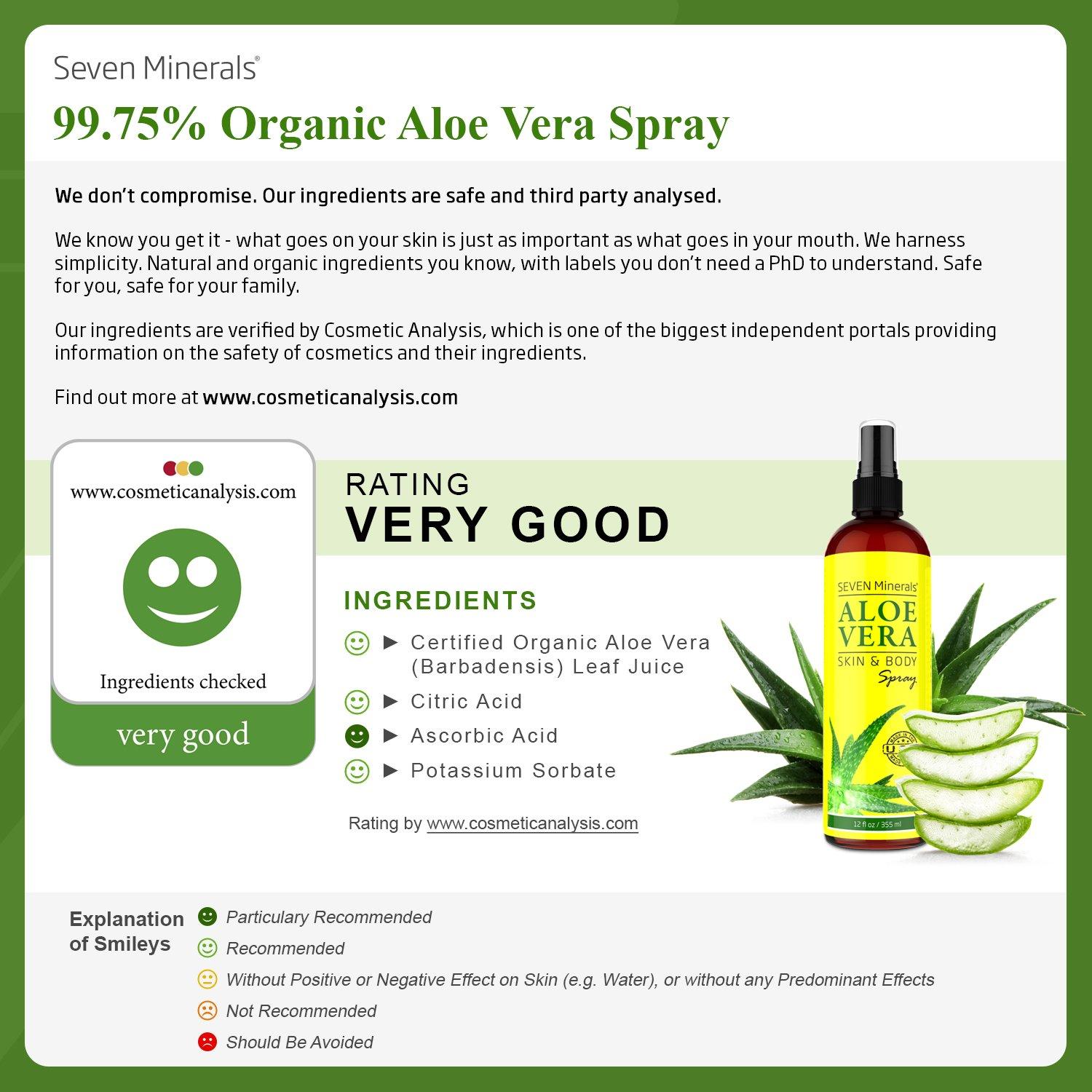 Seven Minerals Organic Aloe Vera Spray Travel Size - 100% Pure Aloe No  Xanthan Rapid Absorption (2 fl oz) - Ideal for Skin Care | Buy Now with  Express International Delivery | GoSupps.com