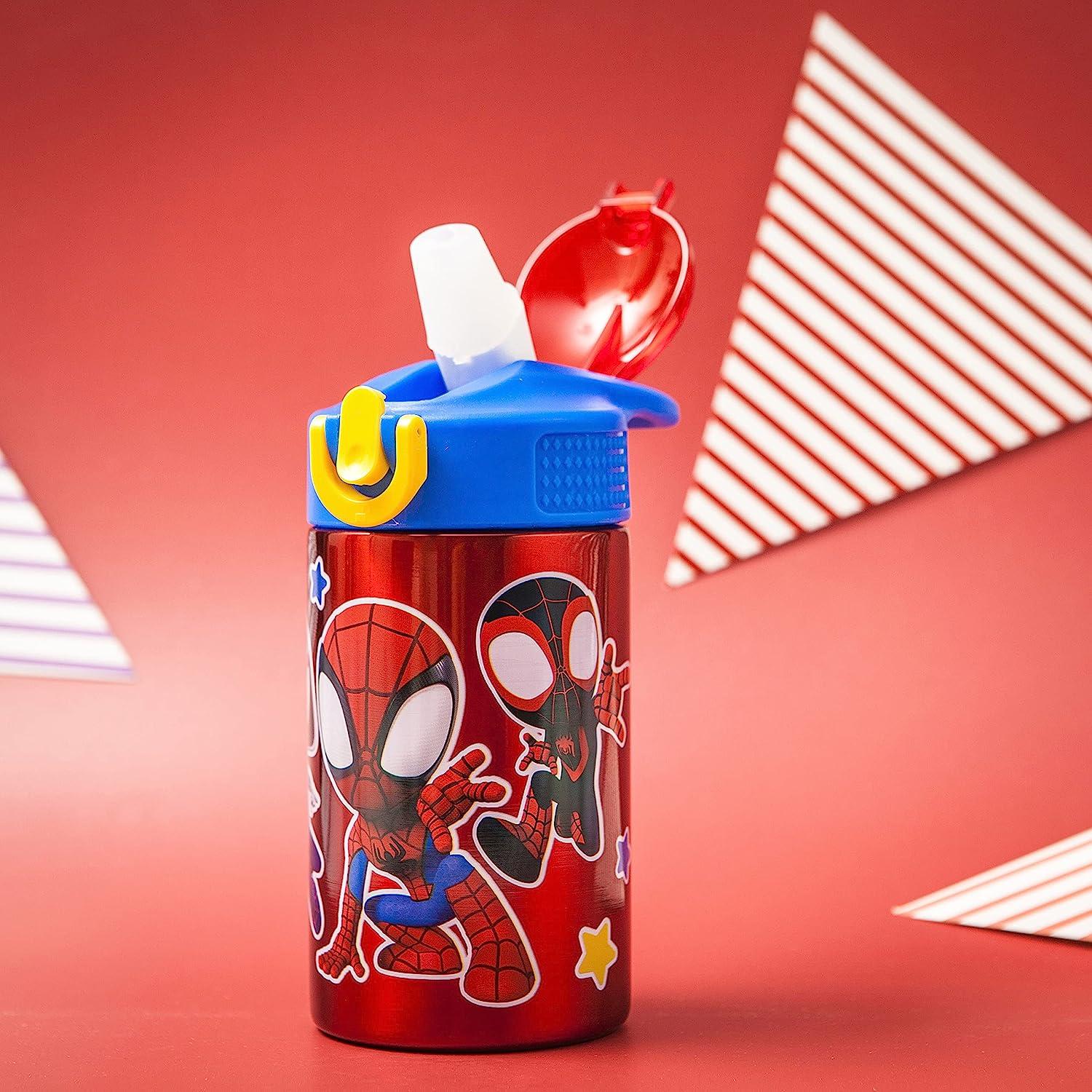 Zak Designs Marvel Spider-Man 14 oz Double Wall Vacuum Insulated Thermal  Kids Water Bottle, 18/8 Stainless Steel, Flip-Up Straw Spout, Locking Spout