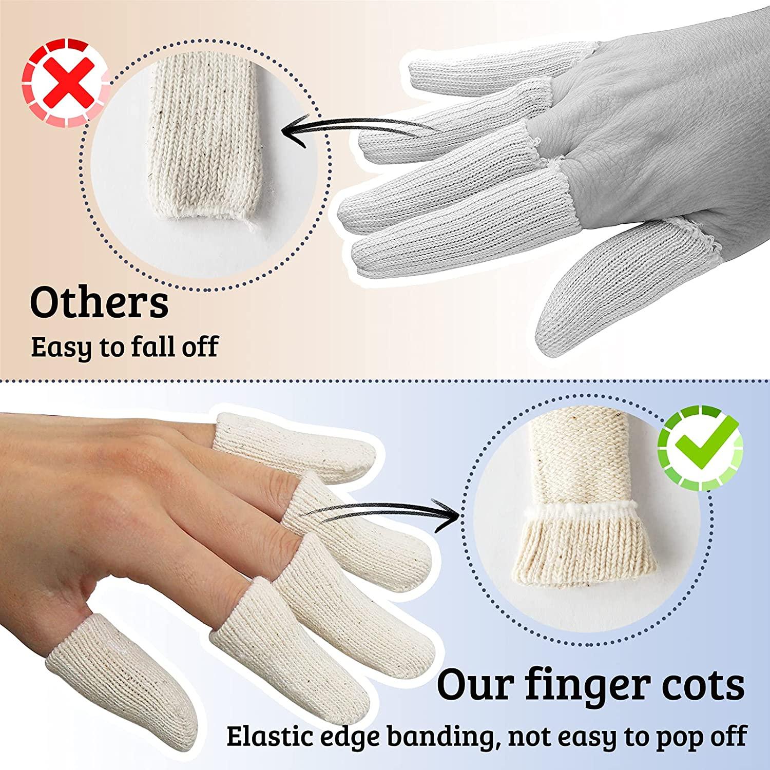 MIG4U 10 Pcs Cotton Finger Cots, Reusable Finger Protectors for Cuts