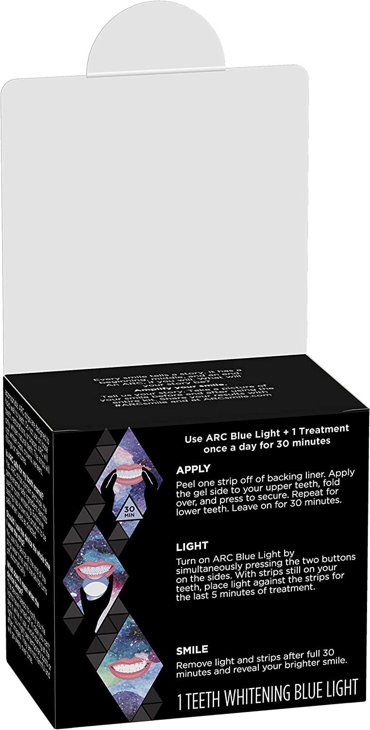 ARC Teeth Whitening Strip Kit with Blue Light, 28 Strips (14 Count Pack)