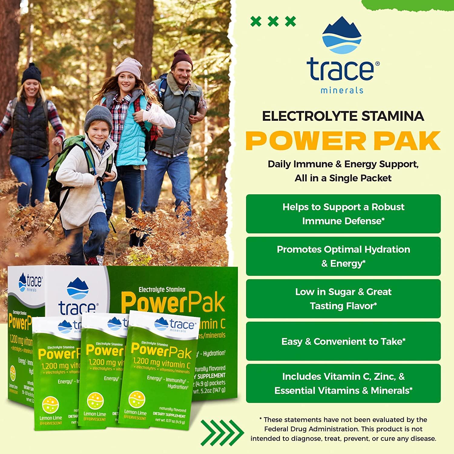 Trace Minerals Power Pak (Lemon Lime) Electrolyte Powder Packets with