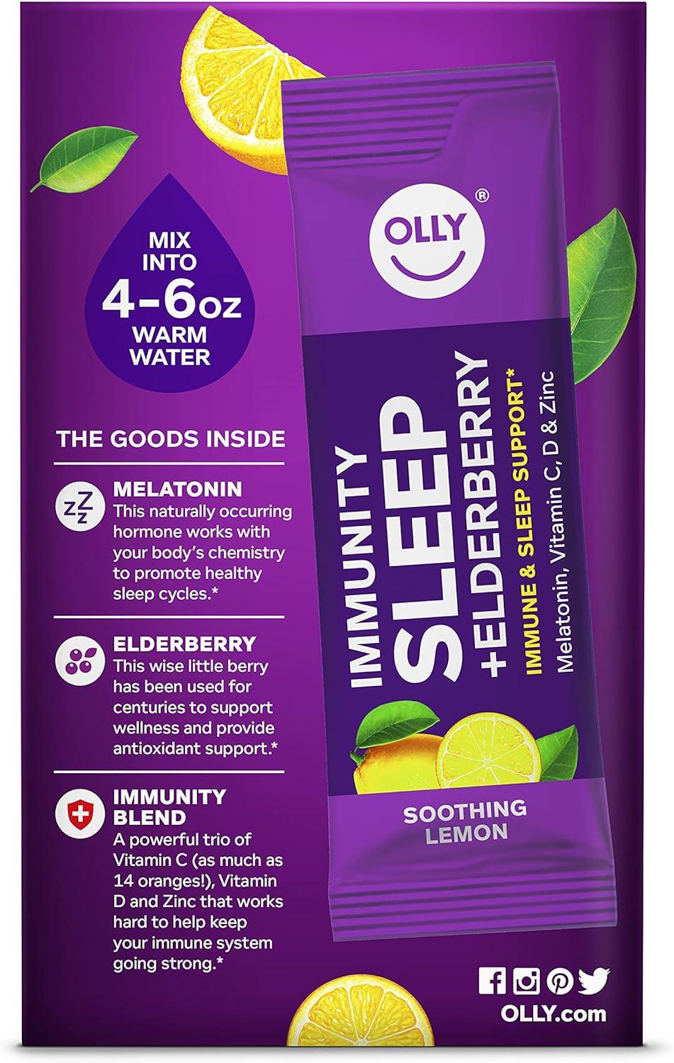 OLLY Immunity Powder Nighttime Immune Support 3mg Melatonin Elderberry