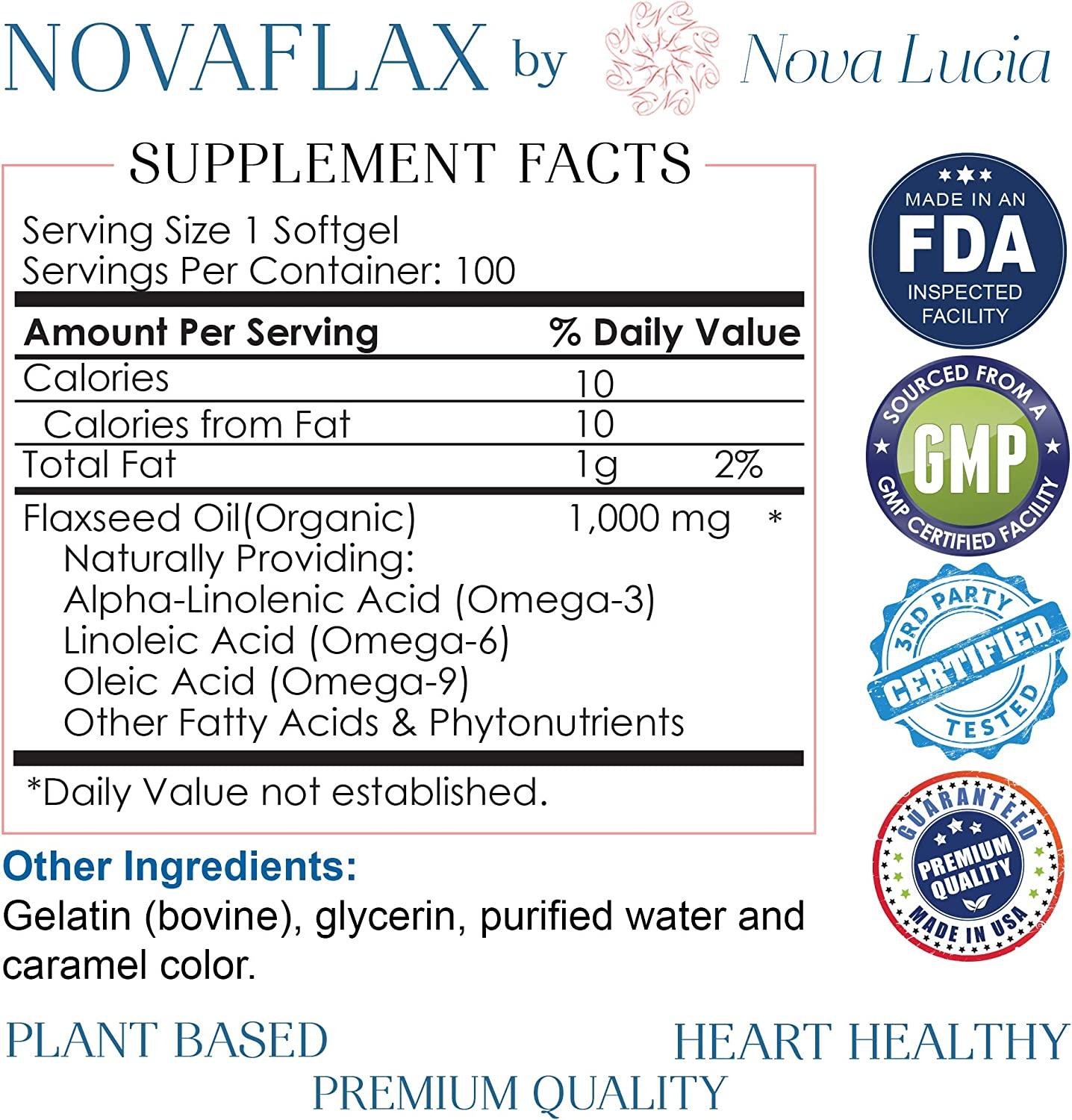 Natural Organic Flaxseed Oil 1,000 mg, Essential Omega 3 6 9 Natural