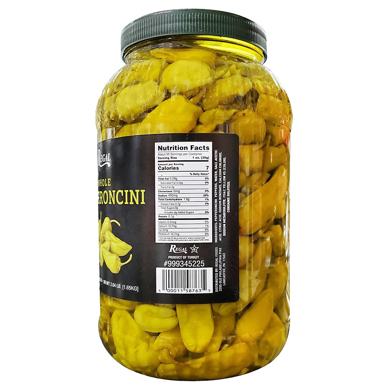 REGAL Whole Pepperoncini 1 Gallon Authentic Italian Pepperoncini for