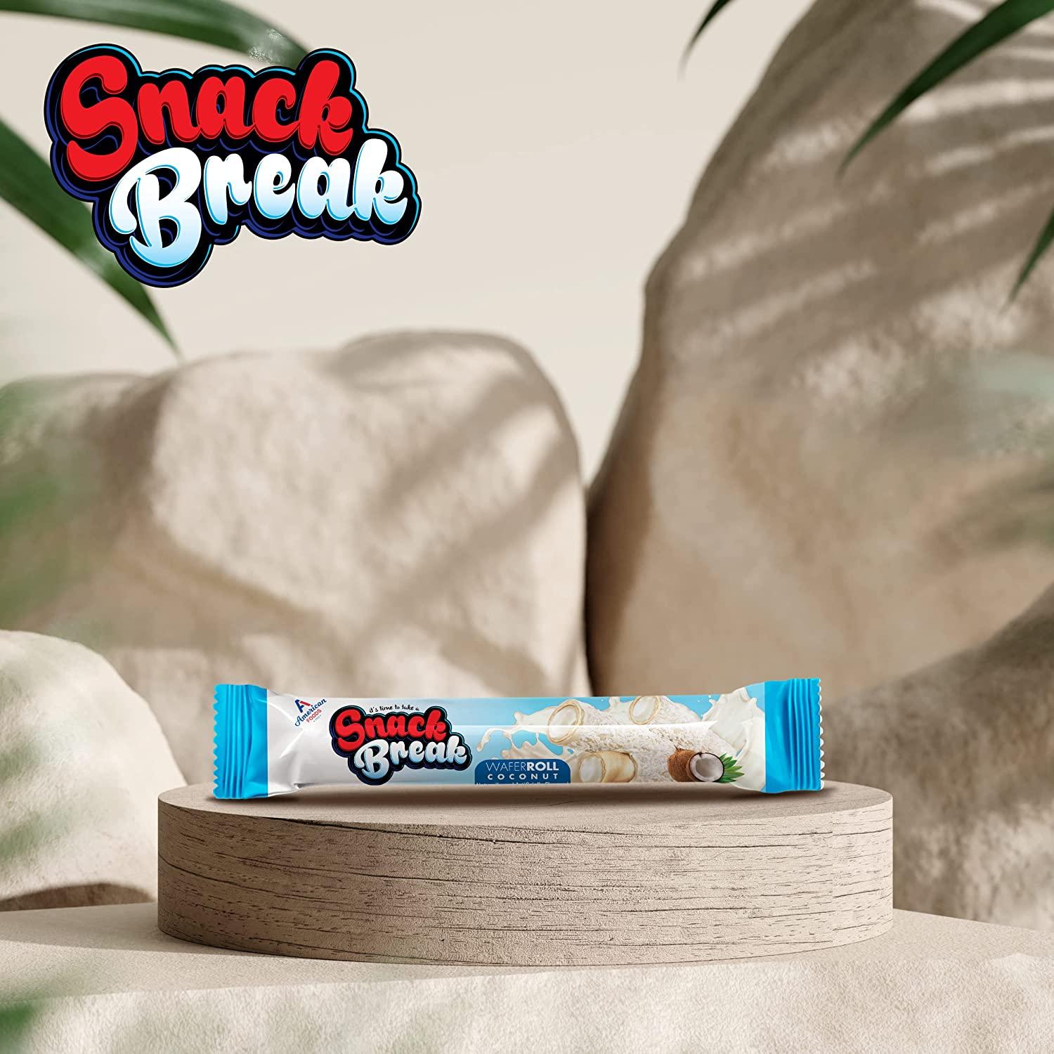 Snack Break Coconut Rolled Wafer Snacks with Creamy Coconut Filling