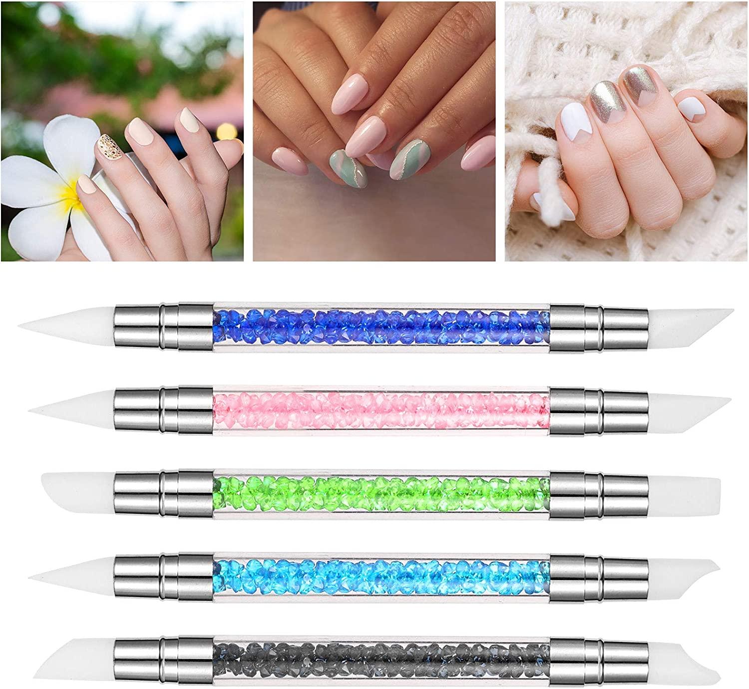 Nail Art Pen Acrylic Handle Brushes Double Head Silicone Nail Tool