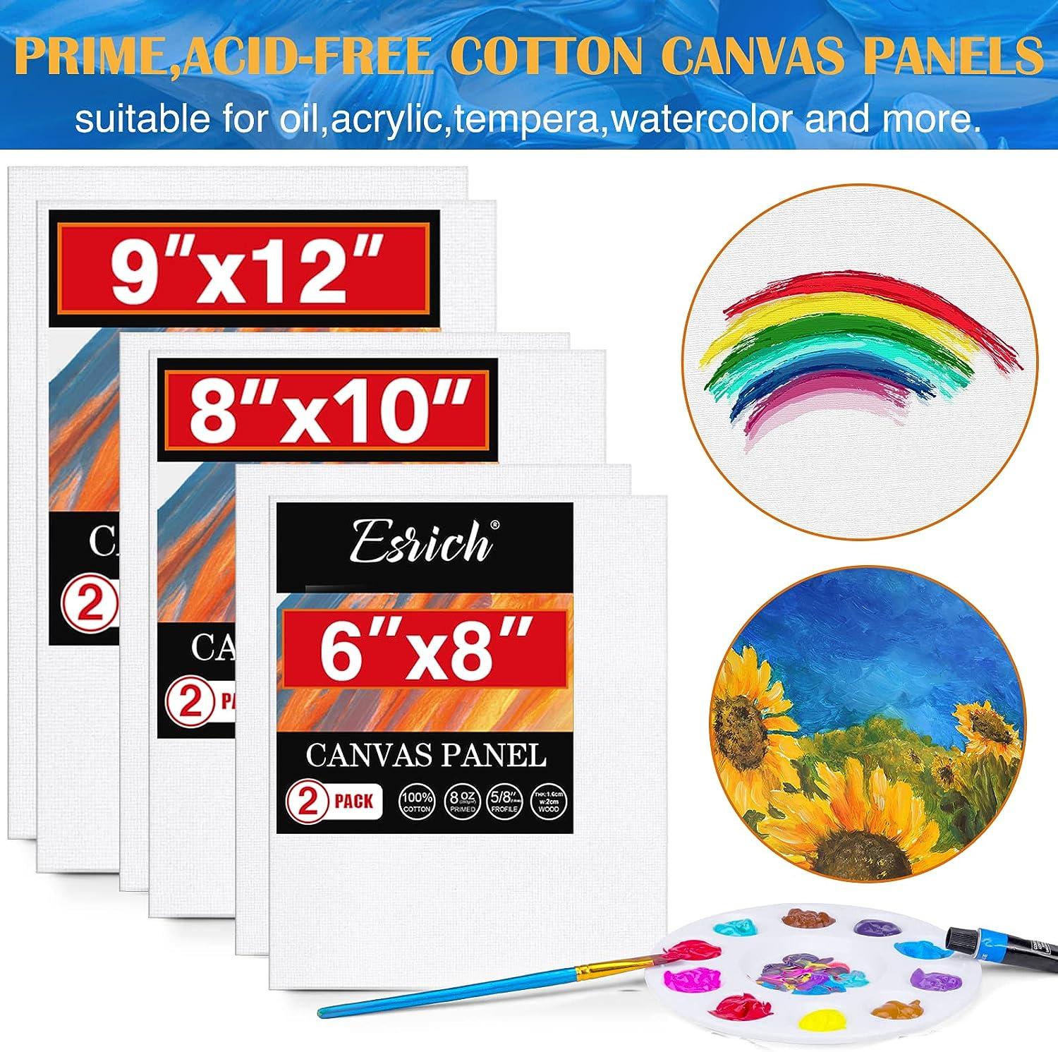 Painting Canvas Panels 8x10 inch 12 Pack, Flat Canvases for Painting 8oz  Triple Primed 100% Cotton Acid-Free Blank Art Paint Canvas for Acrylic Oil  Watercolor Tempera Paints : : Home