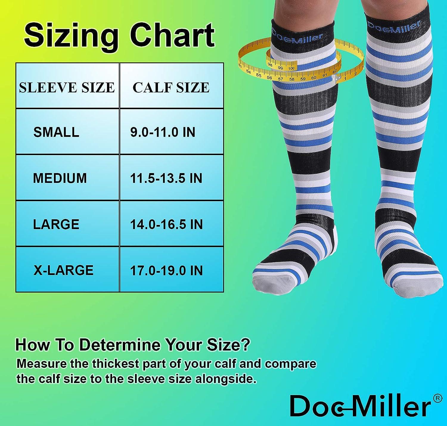 Doc Miller Compression Socks for Women and Men 15-20mmHg, Knee High Support  Socks for Recovery from Shin Splints, Swelling and Varicose Veins 1 Pair  Medium, Grey Stripes Gray Medium