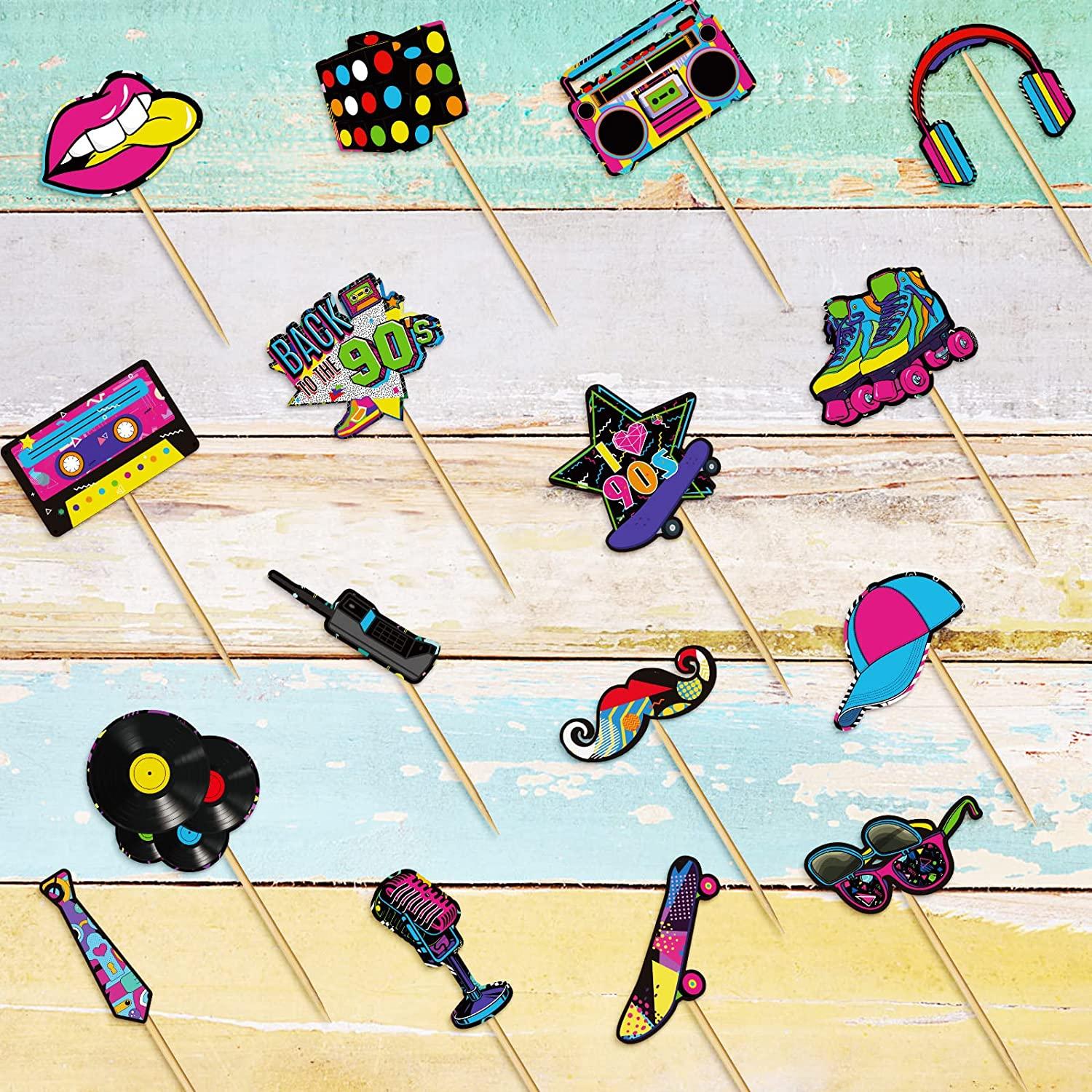 32Piece Roller Skate Cake Topper Set 90s Style Birthday Party