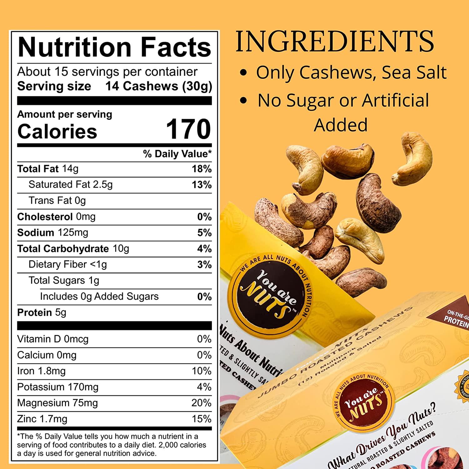 Cashews Naturally Roasted & Slightly Salted 16 Oz Bag Whole