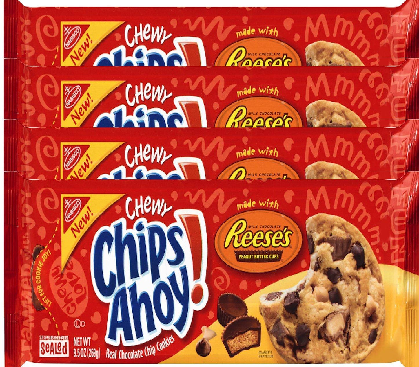 Nabisco Chewy Chips Ahoy Cookies Reese's Peanut Butter Cup 9.5 oz (4) 9