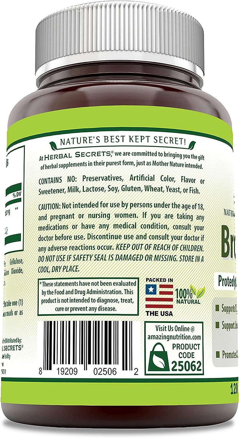 Herbal Secrets Bromelain Supplement 500 Mg Tablets Supplement NonGMO