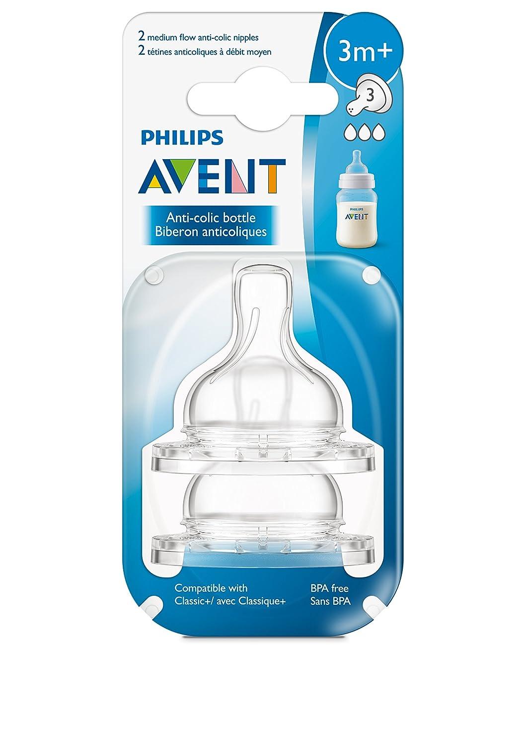 Philips Avent Anti-Colic Baby Bottle Newborn Flow Nipple, Clear