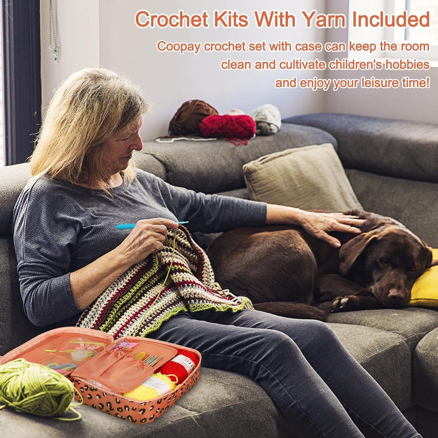  Coopay Crochet Kit Beginners Crochet Hook Set with Crochet  Yarn,58PCS Portable Crochet Set Ergonomic Crochet Hooks Travel Knitting  Crochet Supplies