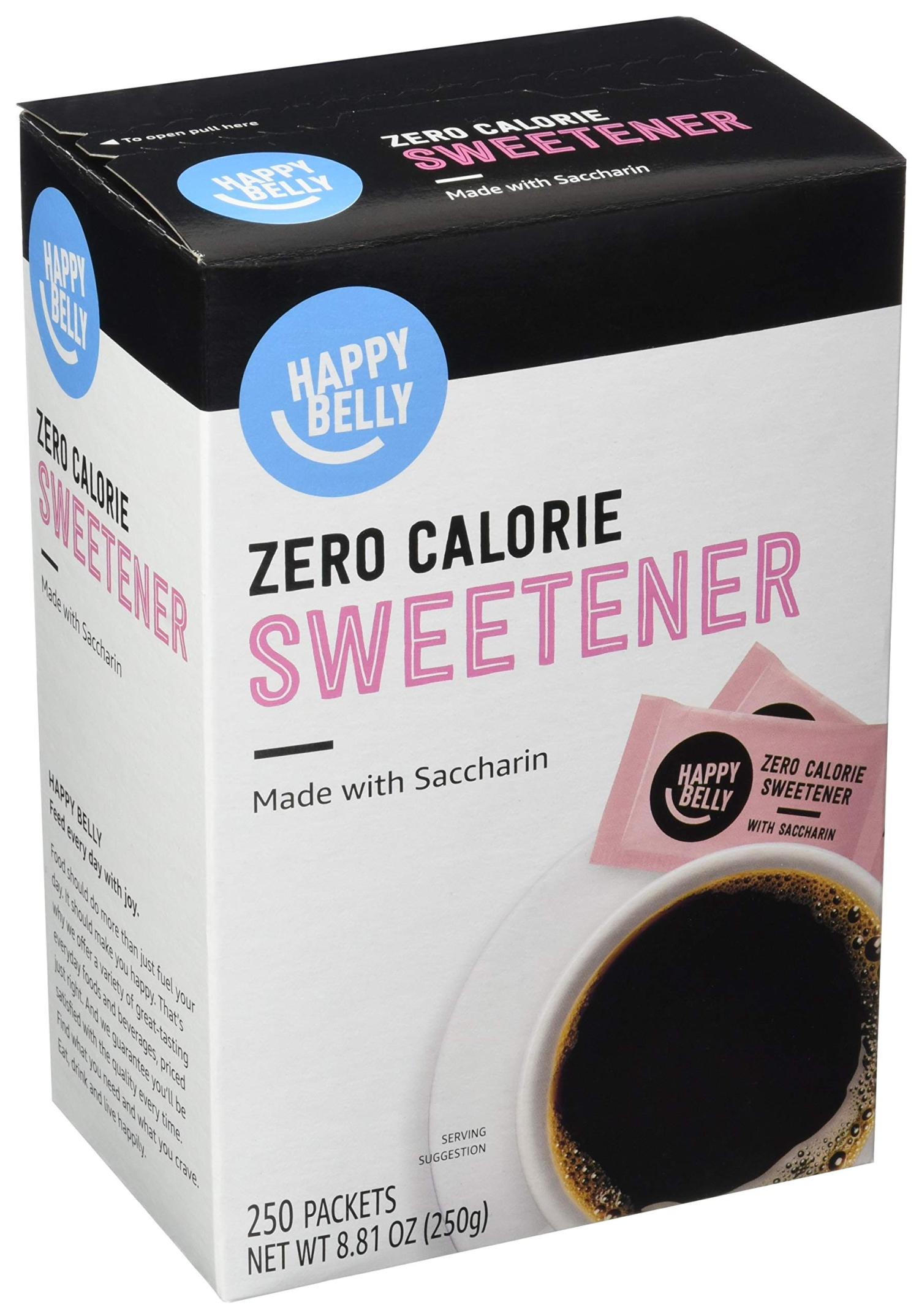 Amazon Brand Happy Belly Zero Calorie Pink Saccharin Sweetener, 250 Count