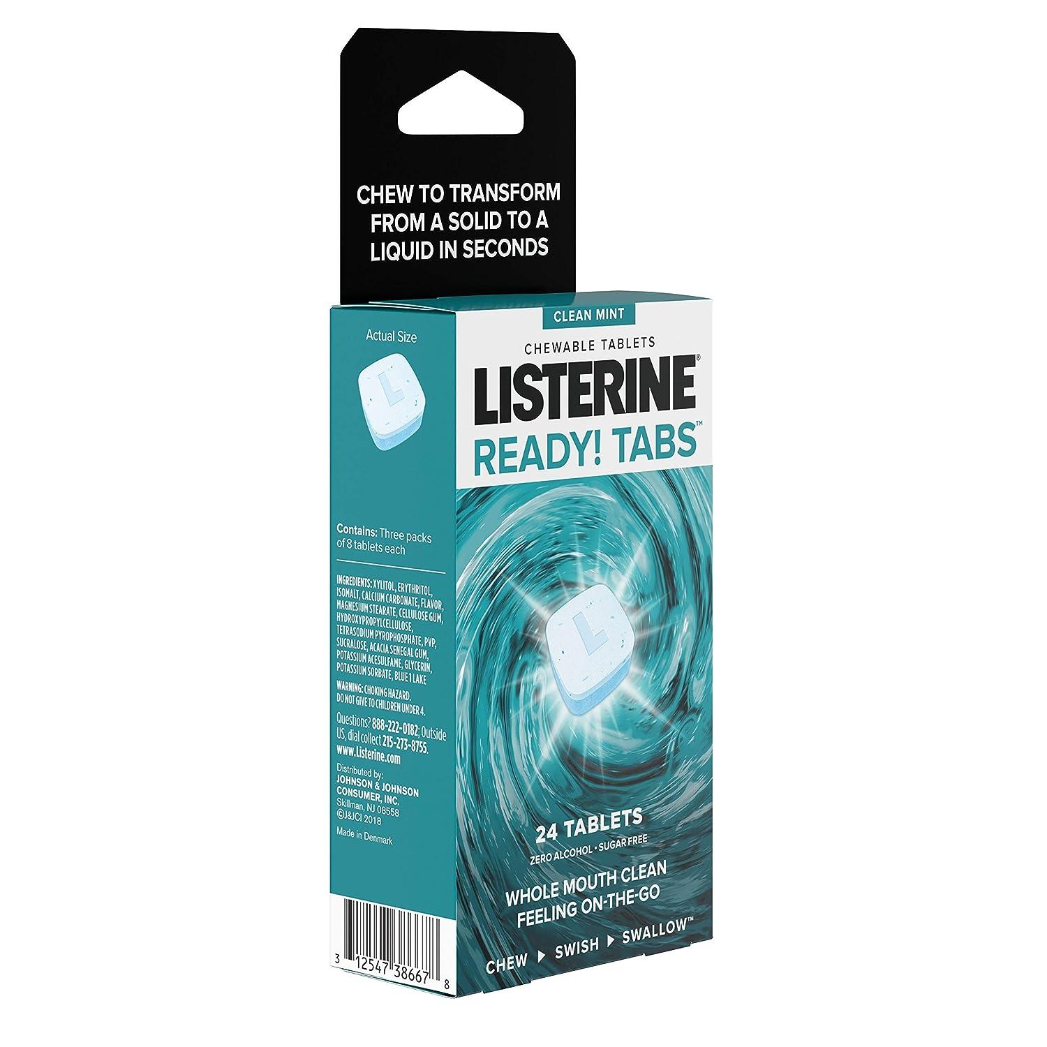Listerine Ready! Tabs Chewable Tablets with Clean Mint Flavor 24 Count
