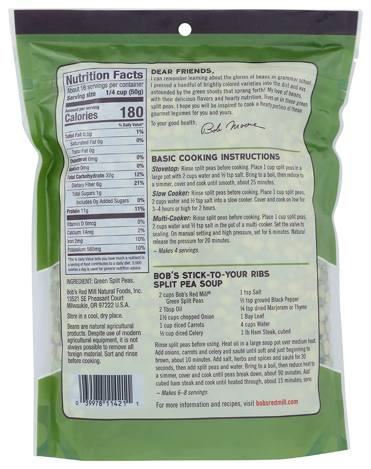 Bob's Red Mill Green Split Peas 29 oz (822 g)