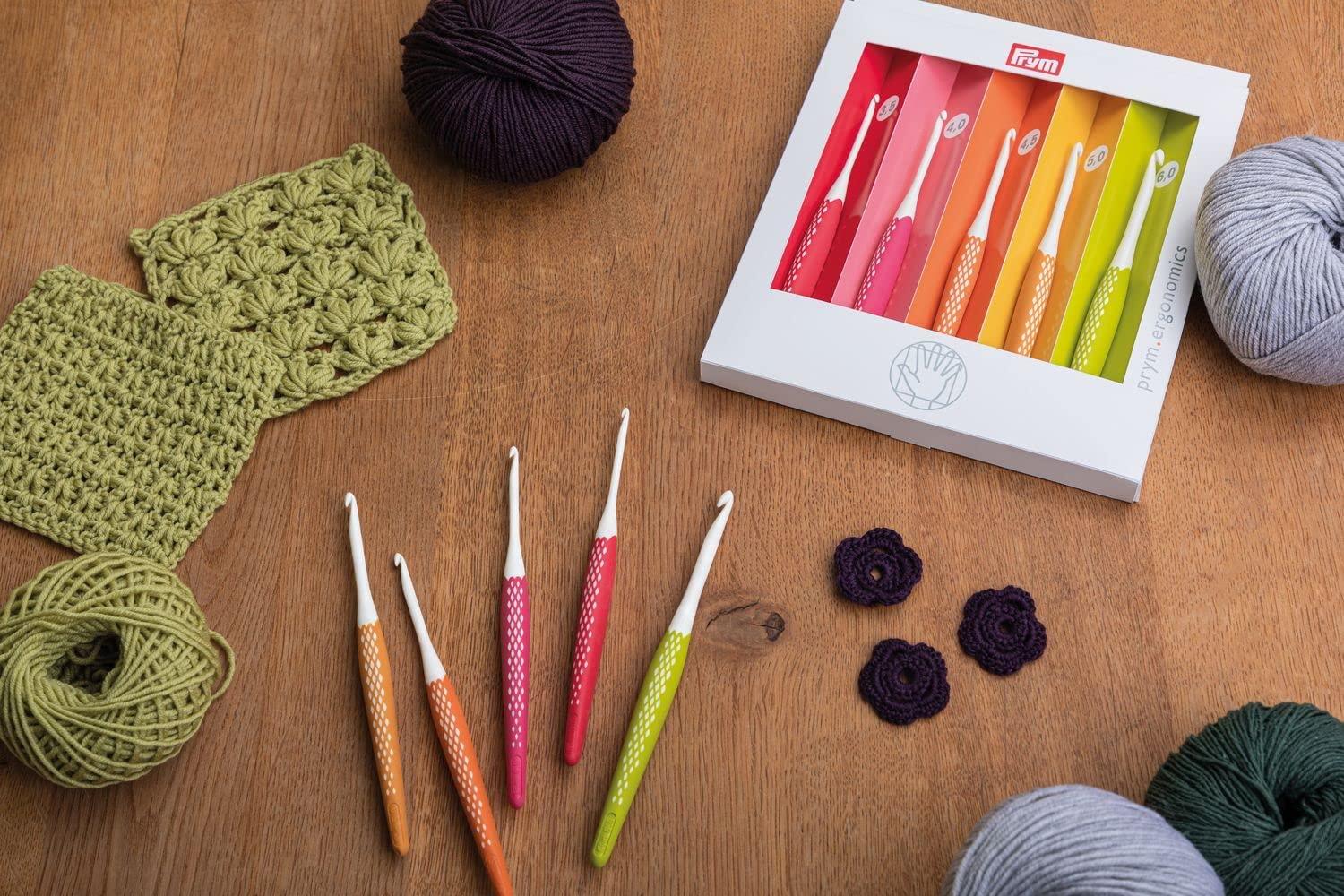 Prym Crochet Hook for Wool Ergonomics 3.50-6.00 mm x 1 Set, Multi, One Size