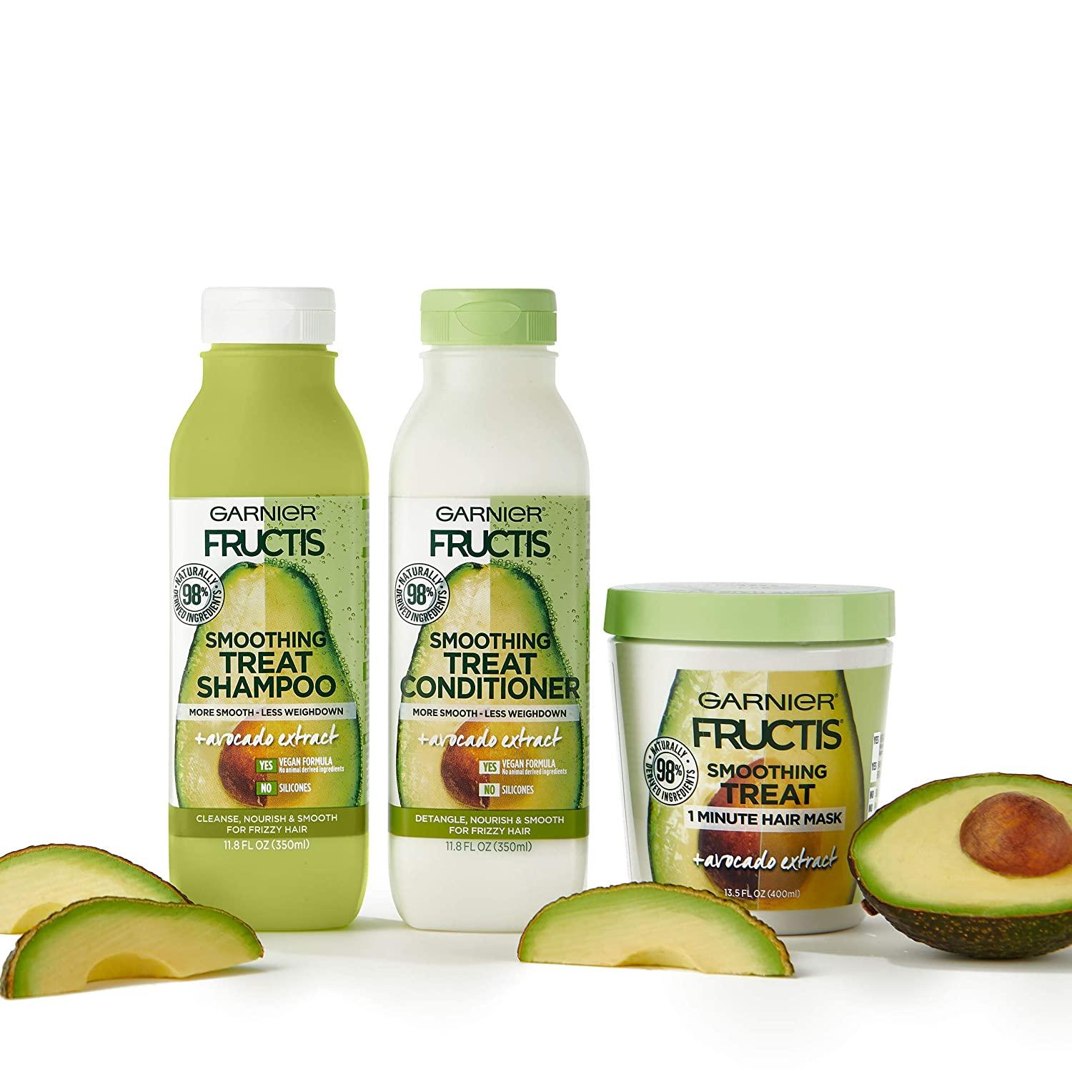 Garnier Fructis Hair Care Smoothing Hair Mask Treatment with Avocado  Extract, Vegan, Paraben and Silicone-Free, (amount) Avocado Extract 3 Piece  Assortment