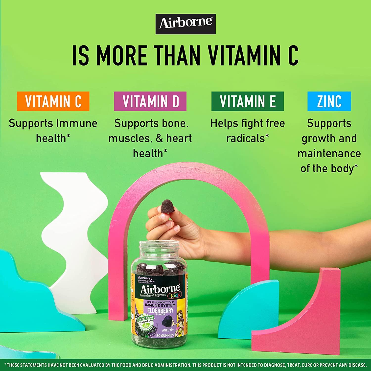 Airborne KIDS Elderberry + Zinc & Vitamin C Gummies, Kids Immune