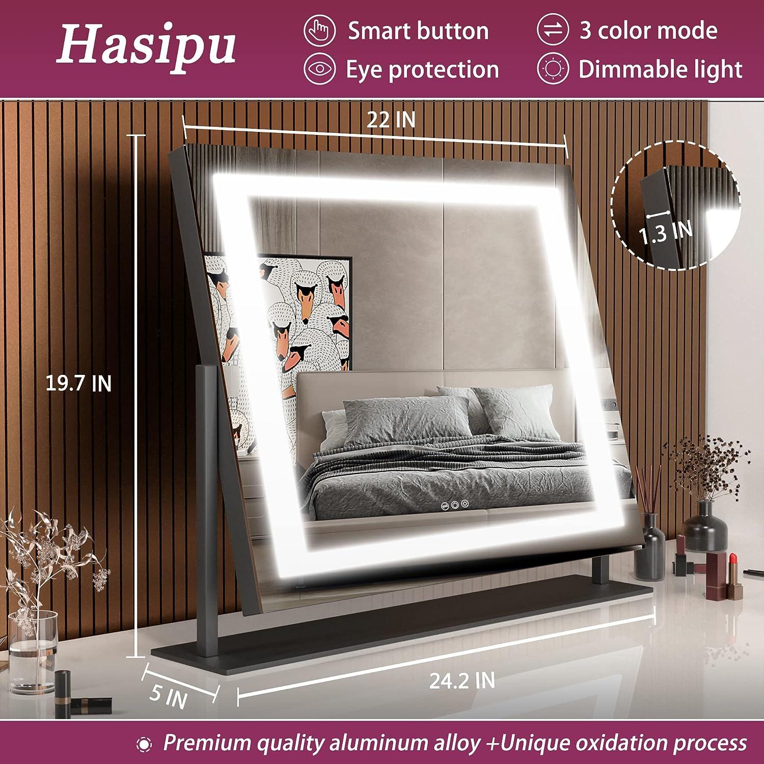 Hasipu Vanity Mirror with Lights 24.2 x 19.7 LED Makeup Mirror