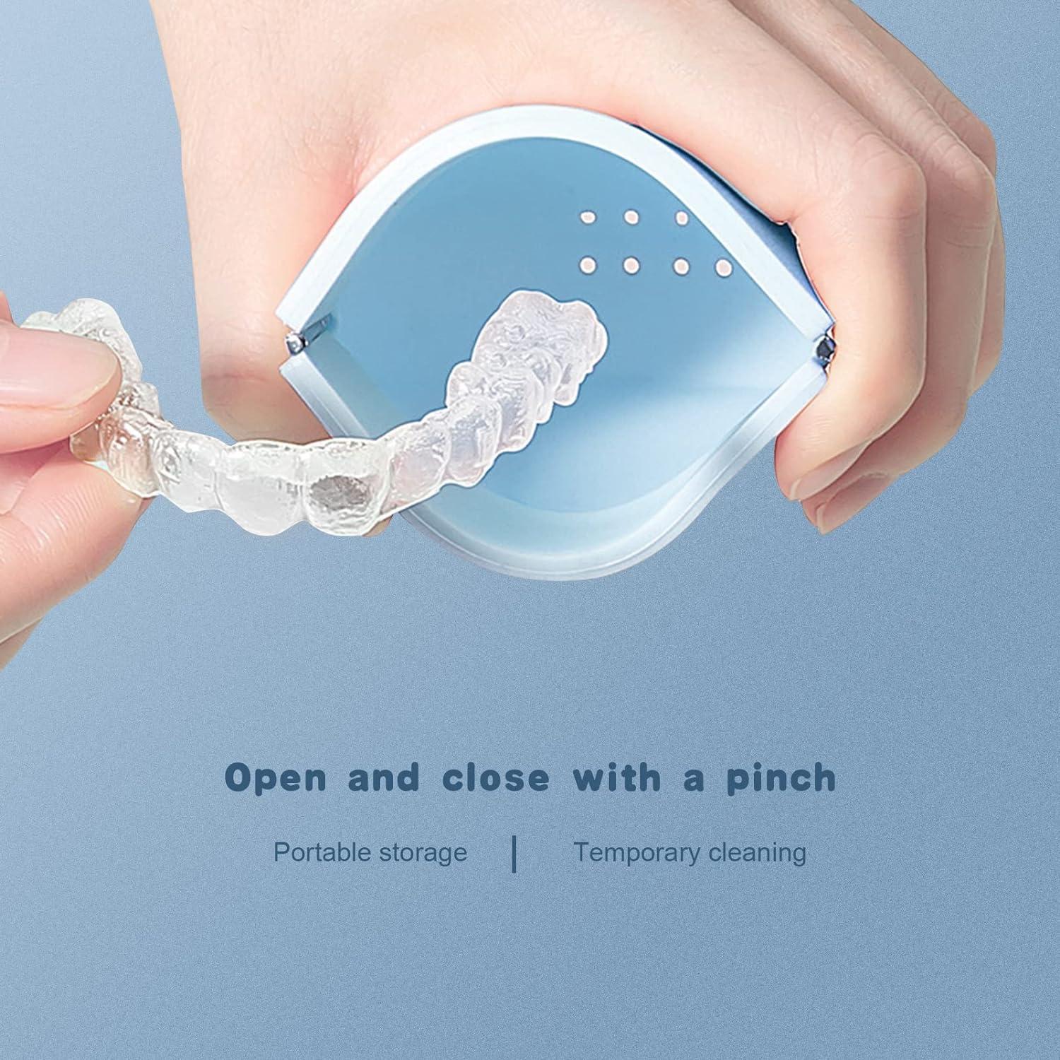 Buwico Silicone Retainer Case Blue Mouthguard, Invisalign, Night