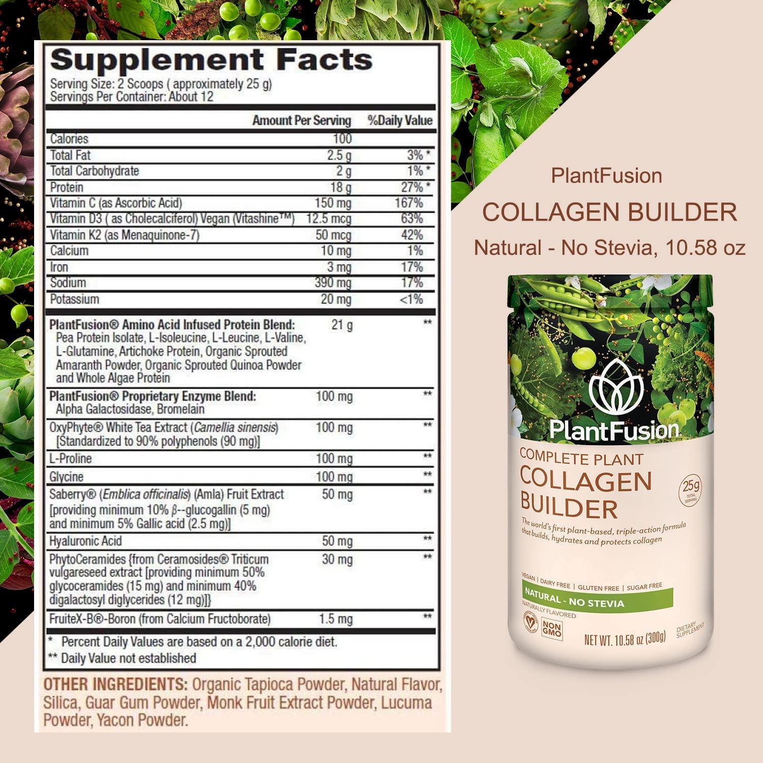 PlantFusion Vegan Collagen Powder, Plant Based Collagen Powder + Vegan