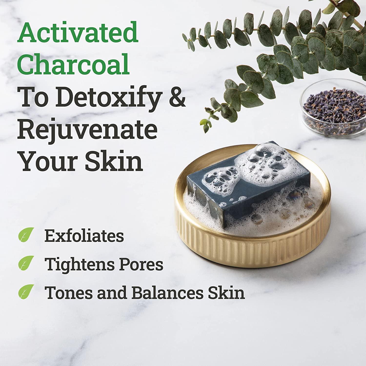 Natural Activated Charcoal Soap Bar (2Pack) Hand, Foot & Body Soap