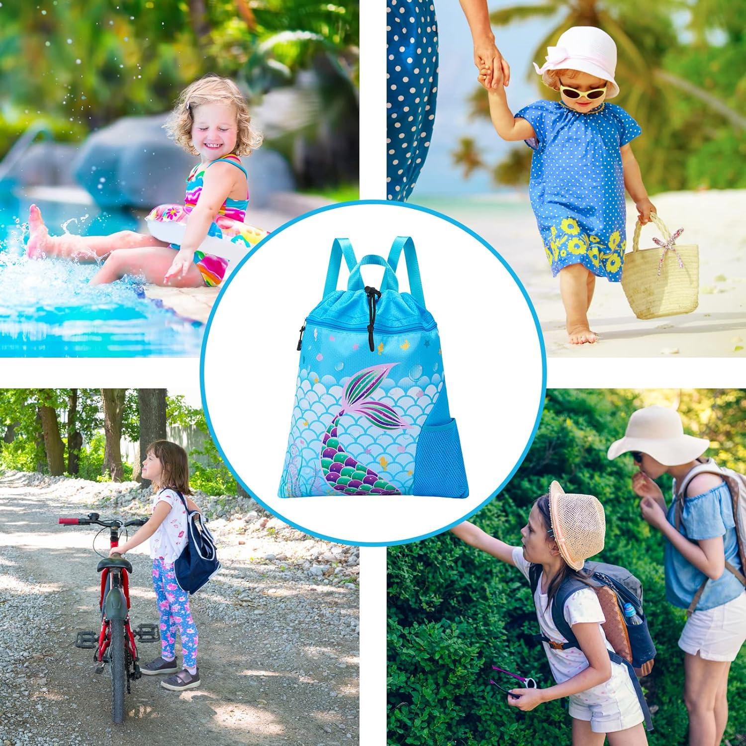 WAWSAM Gymnastiekrugzak met trekkoord, 38 × 45 cm, sporttas voor kinderen, waterdichte boodschappentas voor zwembad, strand, roze, eenhoorn, M
