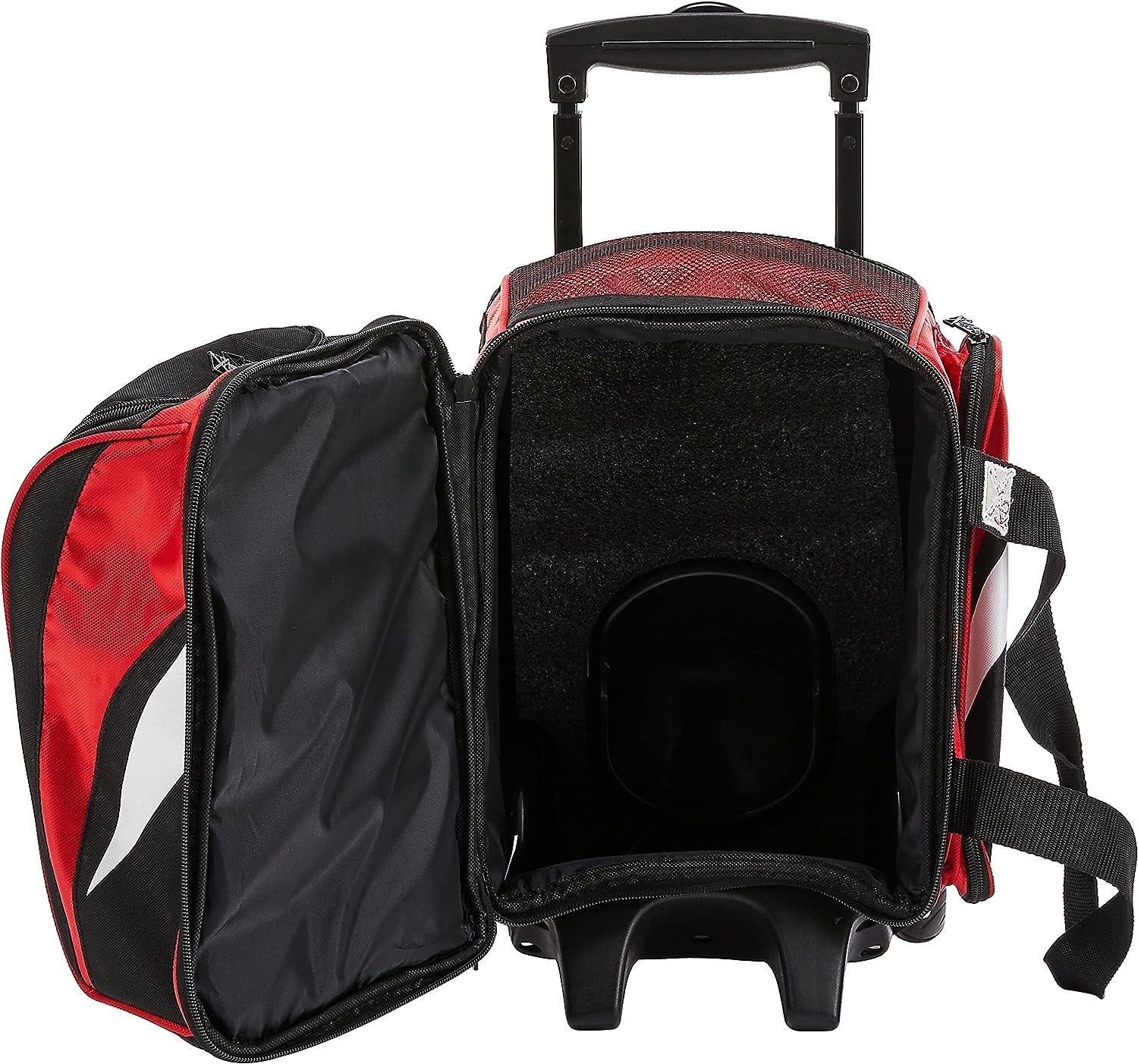 KR Strikeforce Cruiser Single Roller Bowling Bag with Top Shoe Compartment  and Side Accessory Compartment Red/White/Black