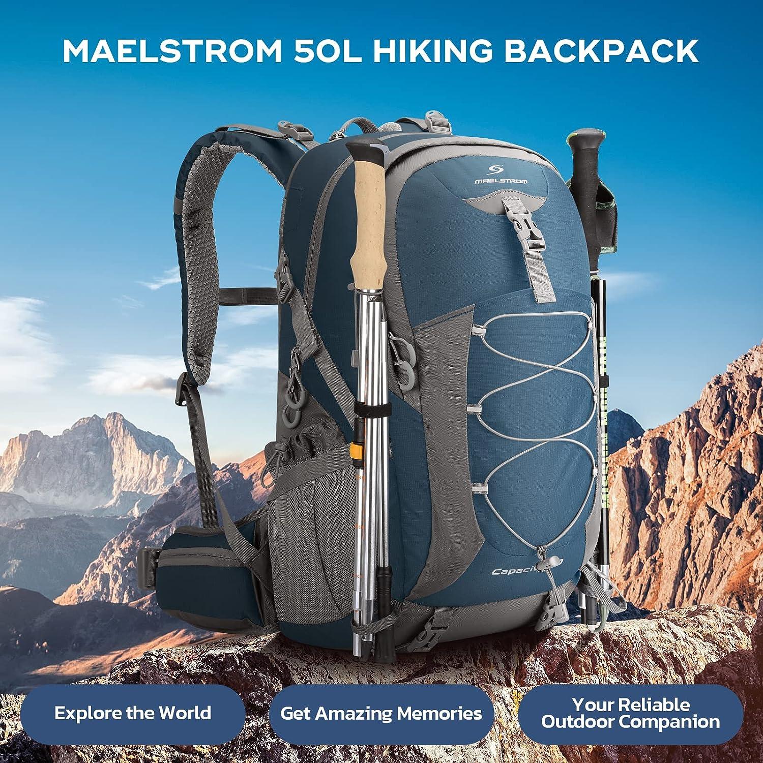 Maelstrom Hiking Backpack, Camping Backpack, 40L/50L Waterproof Hiking  Daypack with Rain Cover, Lightweight Travel Backpack 40L 40l Blue