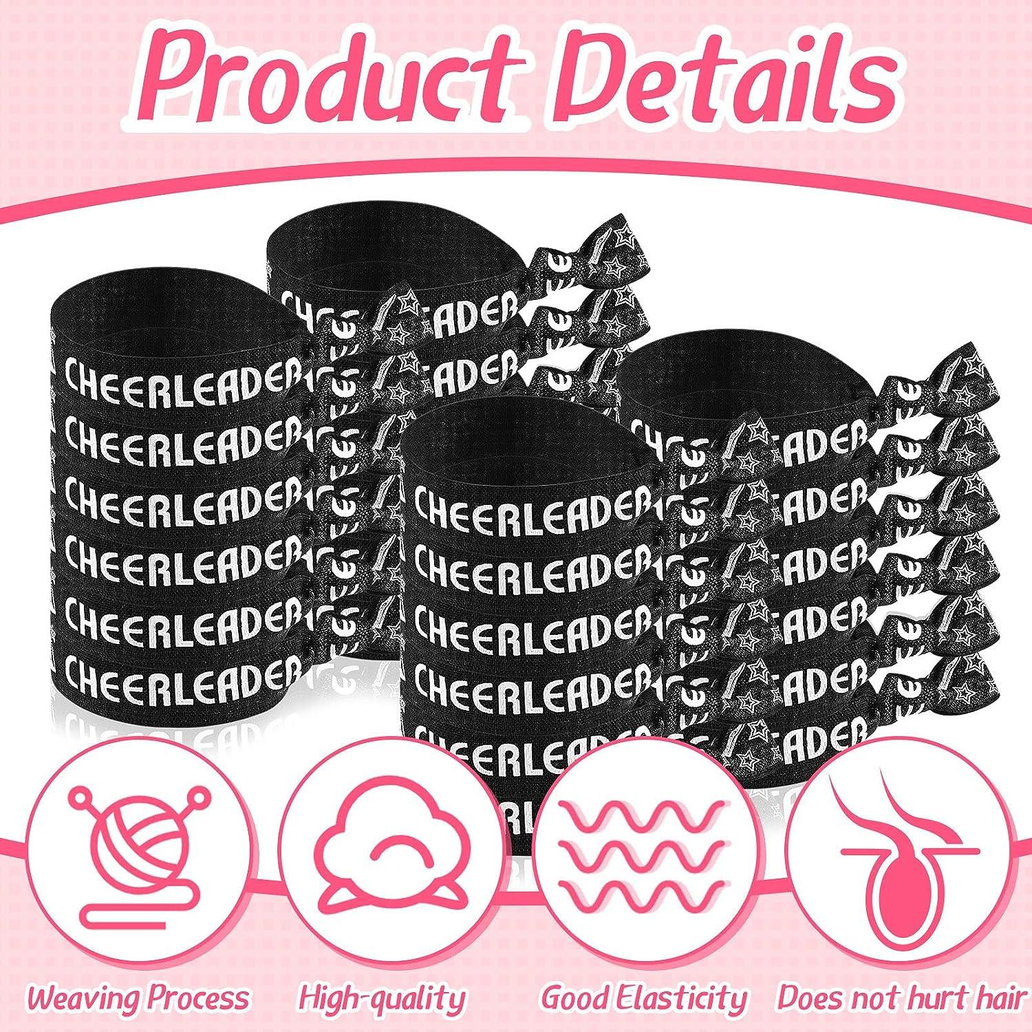 68 Pcs Cheer Bracelets Bulk Cheer Hair Ties Cheerleader Gifts Motivational  Bracelets Cheer Gifts Wristbands for Cheerleading Gifts Women and Girls  Cheer Squad Party Favors Pom Pom Design (Black)