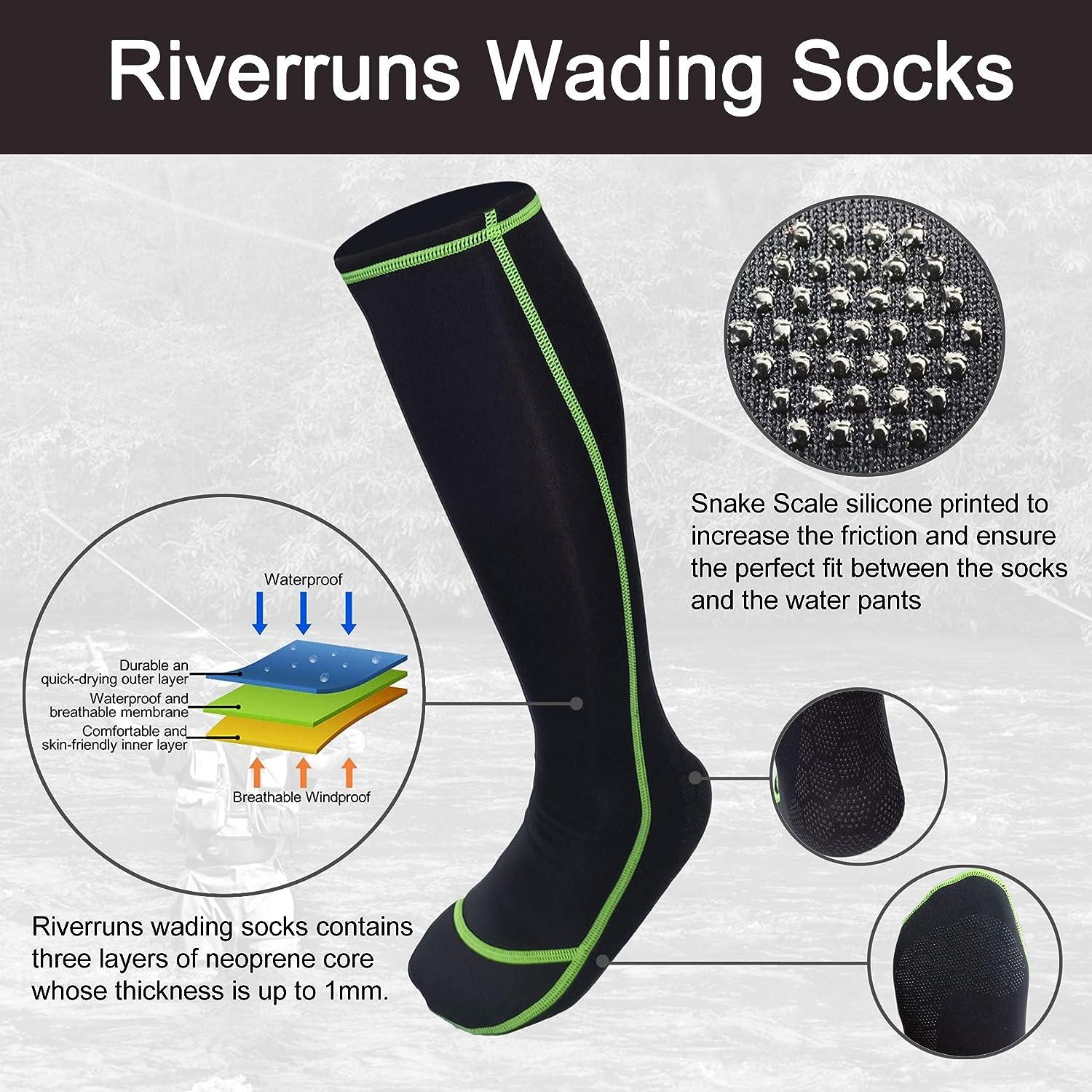 Riverruns Wading Socks, Neoprene Fishing Wader Socks for Men and Women  Outdoor Fishing, Surfing, Wakeboarding Neoprene Black XX-Large