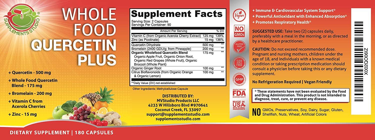 Quercetin 500mg Quercetin with Bromelain Zinc Quercetin and Vitamin