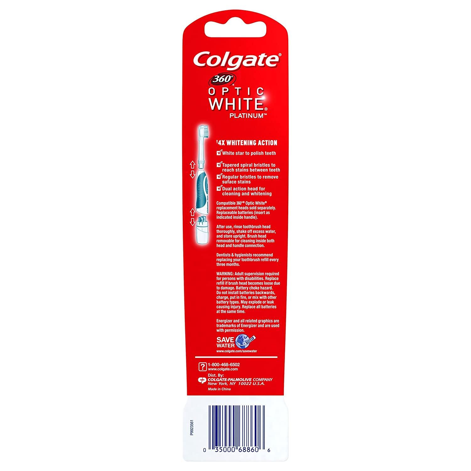 Colgate 360 Optic White Platinum Electric Toothbrush With 4 Replacement Heads