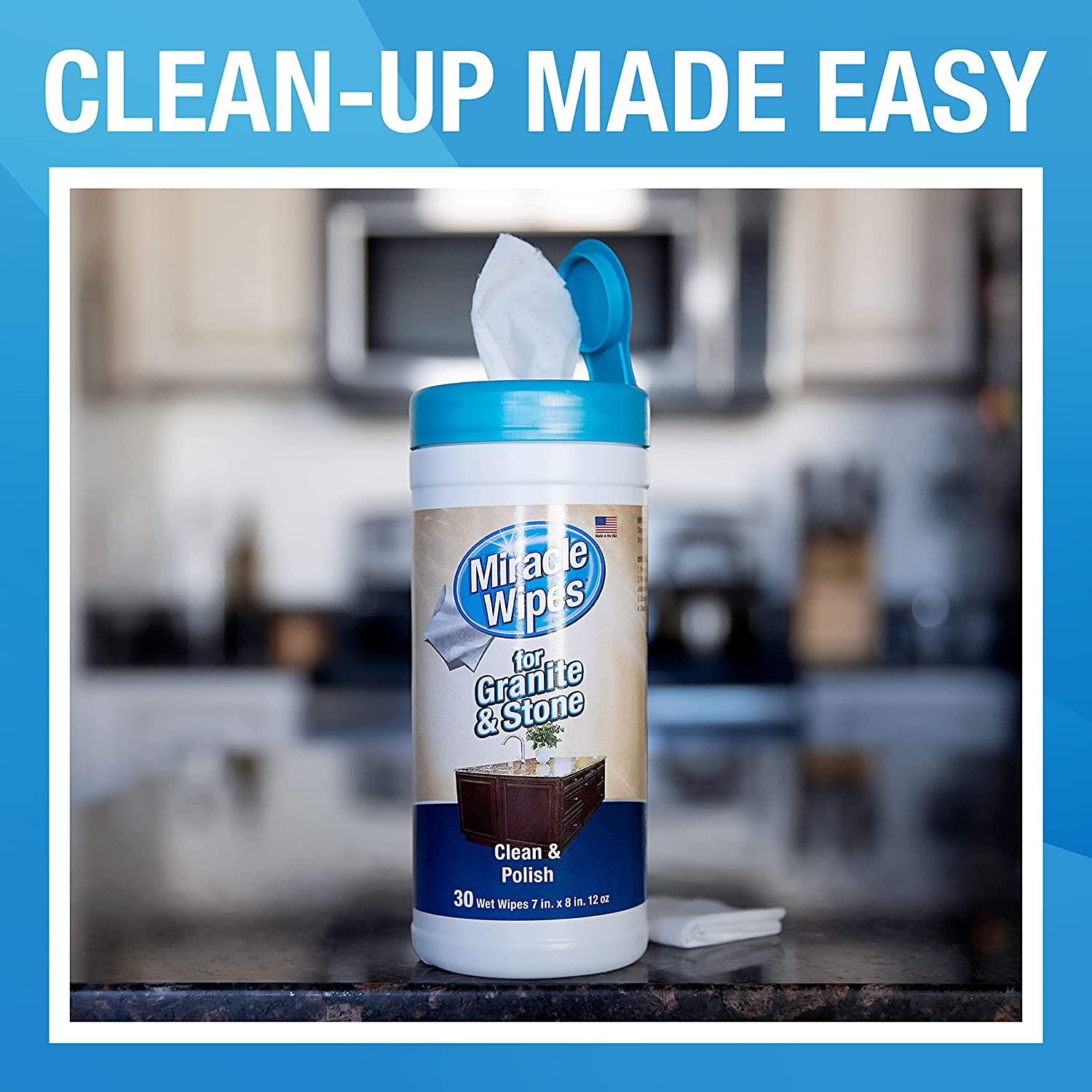 MiracleWipes for Granite & Stone, Clean, Protect, and Polish