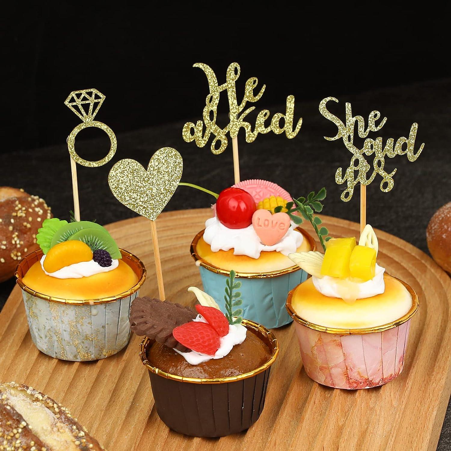 Bymivofun 36 Pezzi Topper Per Cupcake Di He Asked She Said Yes, Toppers