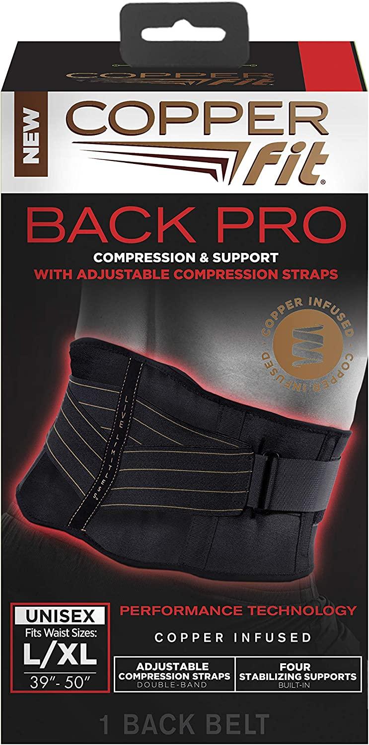 Copper Fit Advanced Back Pro Belt Compression Brace, Large/X-Large  Large/X-Large Unisex Waist Size 39-50