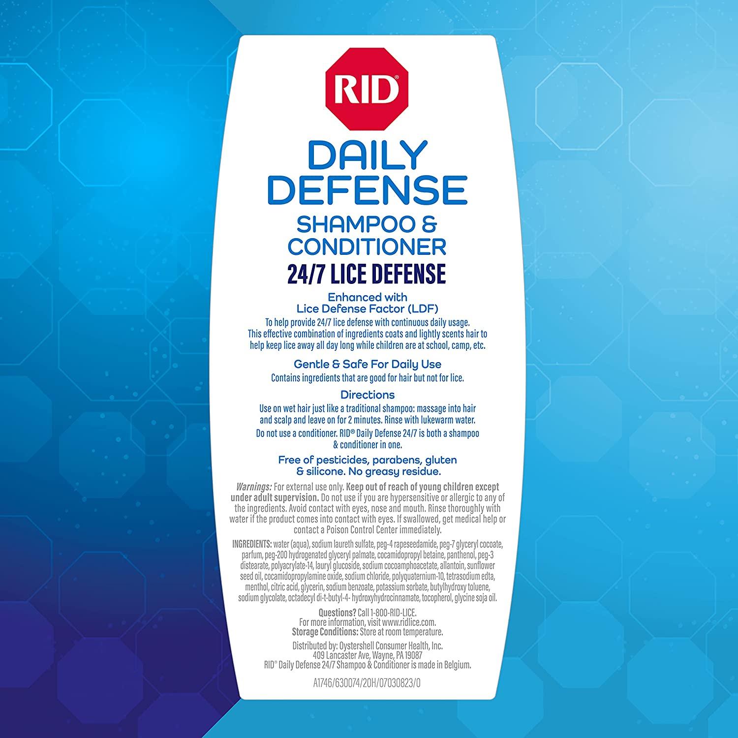 RID Daily Defense Lice Shampoo & Conditioner 24/7 Protection Against